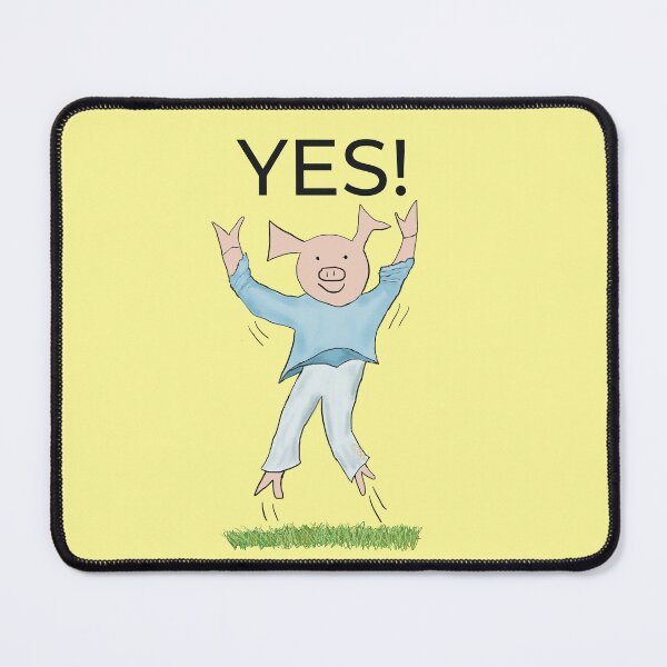 Item preview, Yes! Joyful! Yellow, Celebrating, elated cute pig. Job offer, passing exams, passing your driving test. Yes! designed and sold by PiggingJapan.
