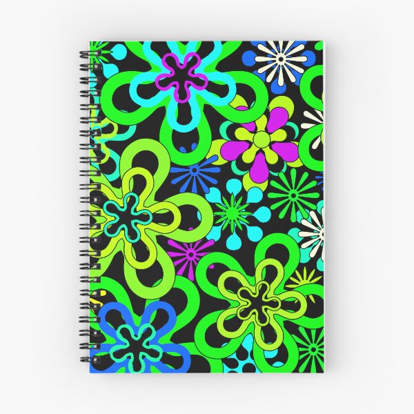 Item preview, Retro Neon Colors Flowers Pattern, Hippy Flowers designed and sold by MyArt23.