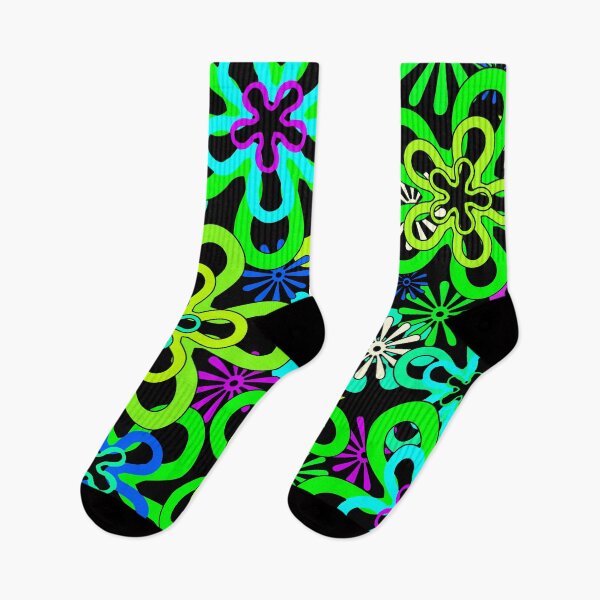 Item preview, Retro Neon Colors Flowers Pattern, Hippy Flowers designed and sold by MyArt23.