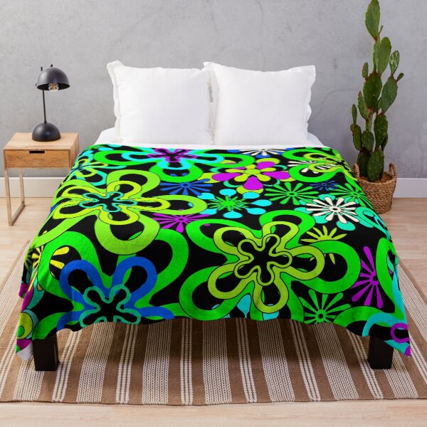 Item preview, Retro Neon Colors Flowers Pattern, Hippy Flowers designed and sold by MyArt23.