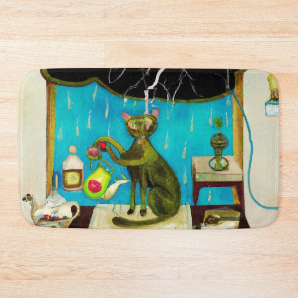 Item preview, Leonard the Cat, making tea during a storm (Surrealism) designed and sold by thecatandkettle.