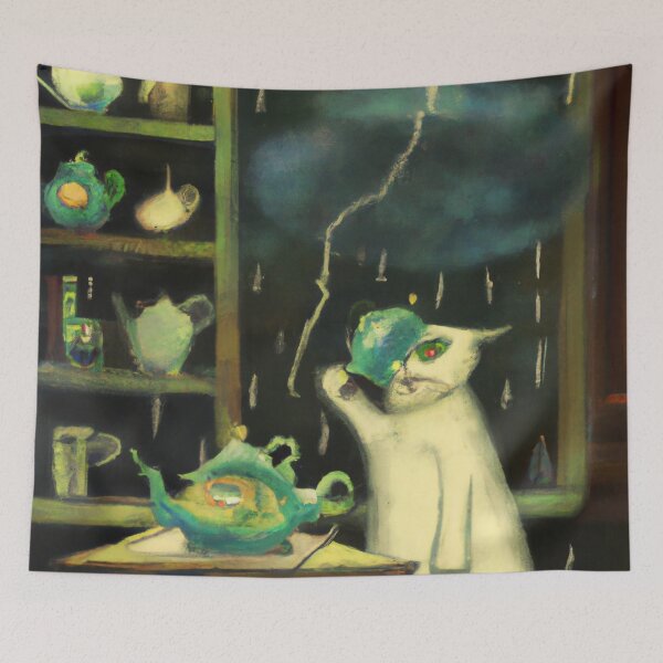 Item preview, Mac the Cat, having trouble with tea (Surrealism) designed and sold by thecatandkettle.