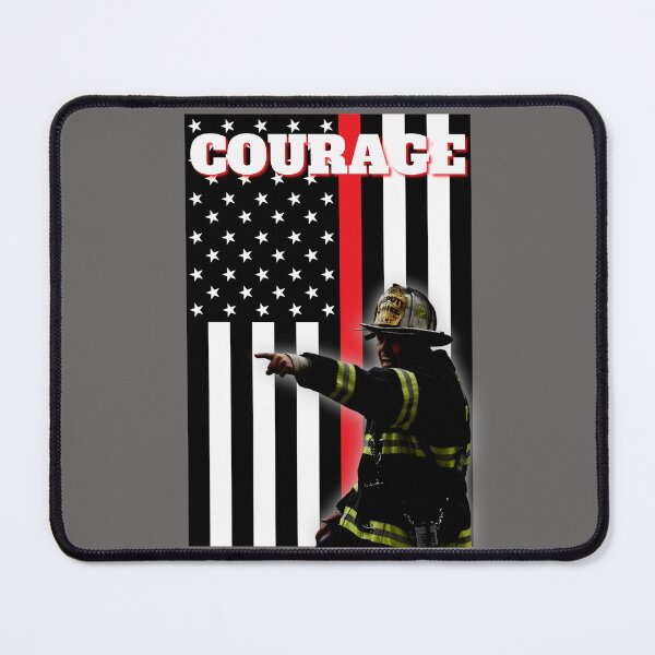 Item preview, COURAGE with an image of a Brave Firefighter pointing the way. designed and sold by AmericaFreedom.