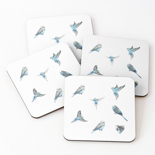 Aperçu de l'œuvre Aquarelle Bleu Perruches Perruches Oiseaux De Compagnie créée et vendue par silviaol.