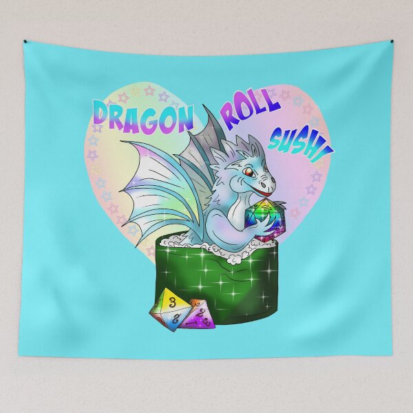 Item preview, baby dragon roll sushi with dnd dice designed and sold by CuisineCat.