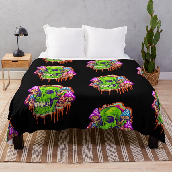 Item preview, Psychedelic head skull with mushrooms illustrations designed and sold by MYZAK HRM.