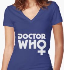 The Doctor is a Woman Women's Fitted V-Neck T-Shirt