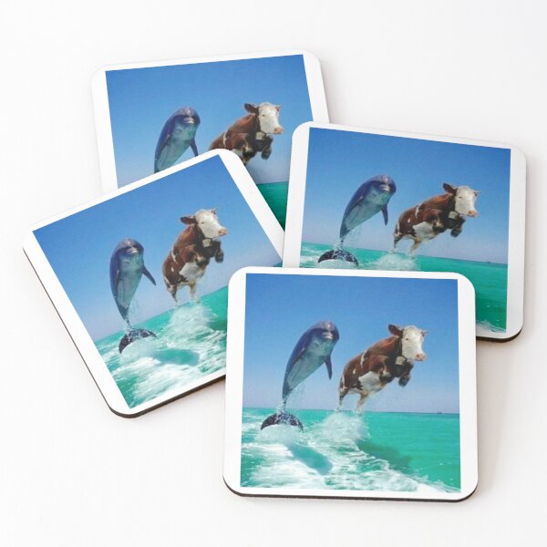 Item preview, Cow swimming with Dolphin designed and sold by teaisfantastic.