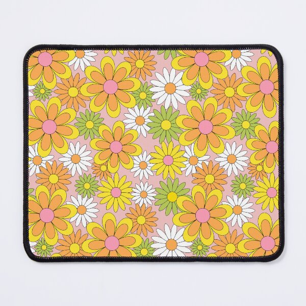 Item preview, Vintage 70s Flower Power Orange, Pink & Yellow Retro Daisy designed and sold by emilyretro.