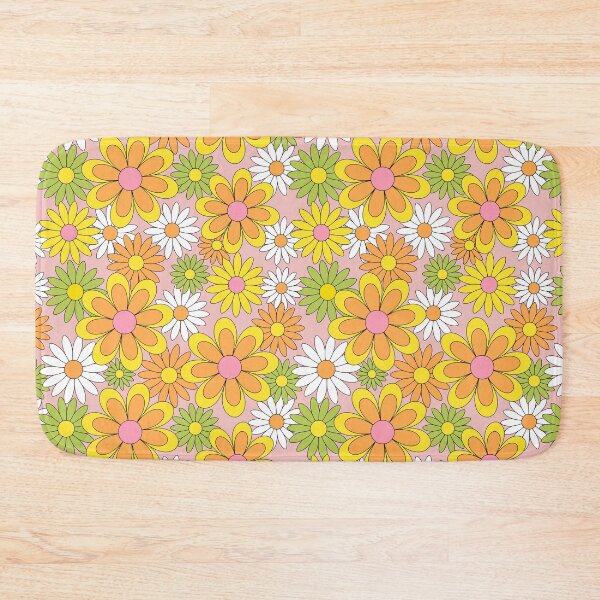 Item preview, Vintage 70s Flower Power Orange, Pink & Yellow Retro Daisy designed and sold by emilyretro.