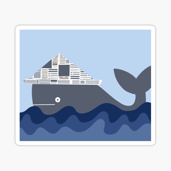 Whale in a newspaper pirate hat Sticker
