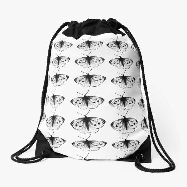 Black butterflies Drawstring Bag