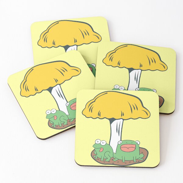 Item preview, Yellow mushroom and frogs designed and sold by Spacey Kacey's Cosmic Creations.