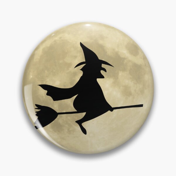 Aperçu de l'œuvre Sorcière d'Halloween volant sur un balai devant la pleine lune. créée et vendue par Cindy Howe.