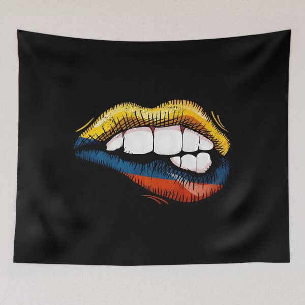 Artikelvorschau, Sexy beißende Lippen Kolumbien-Flagge kolumbianische Liebe, taillierter V-Ausschnitt entworfen und verkauft von sroyamirzadh.