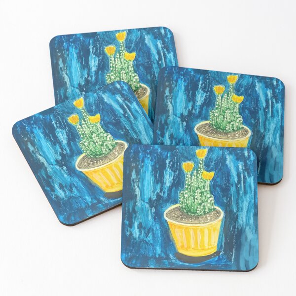 Item preview, Gouache cactus with yellow flowers designed and sold by altairaleon.