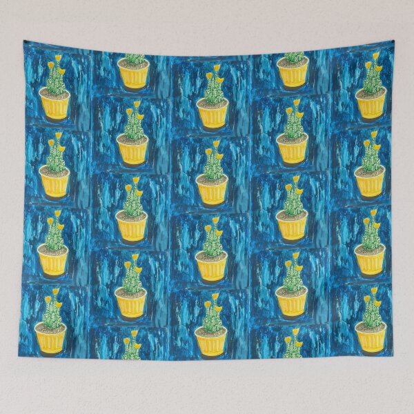 Item preview, Gouache cactus with yellow flowers designed and sold by altairaleon.
