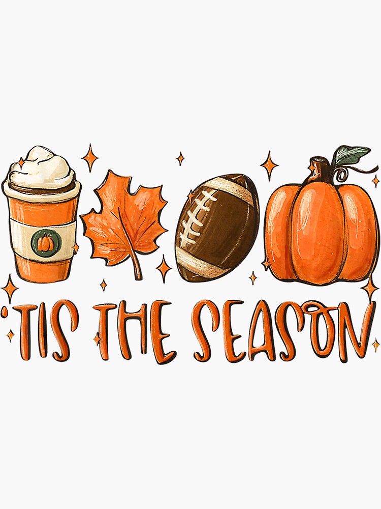 Tis The Season Pumpkin Leaf Latte Fall Thanksgiving Football T-Shirt