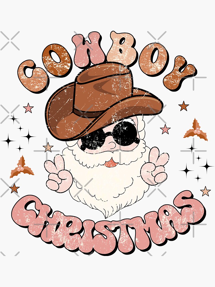 “Cowboy Santa Retro Colors” Sticker for Sale by handsoftime2020 | Redbubble
