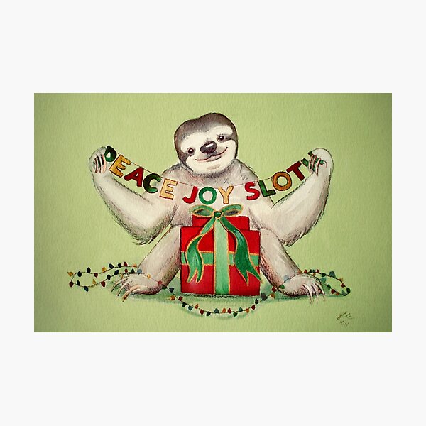 Christmas Sloth Photographic Print