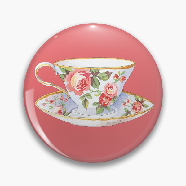Item preview, Rose Floral Teacup Watercolor designed and sold by KimberlyShawArt.