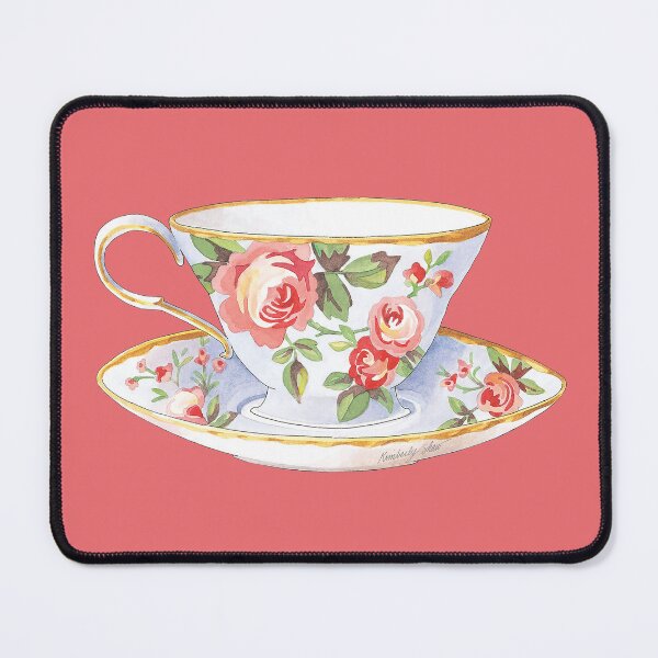 Item preview, Rose Floral Teacup Watercolor designed and sold by KimberlyShawArt.