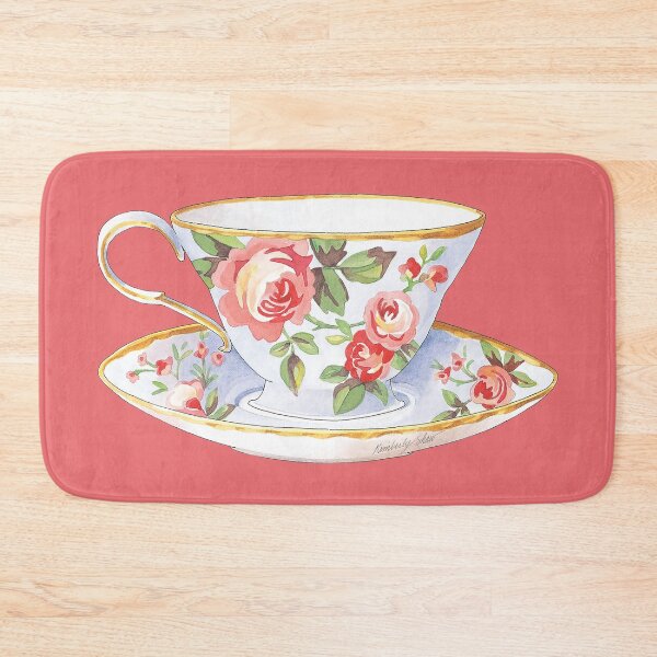 Item preview, Rose Floral Teacup Watercolor designed and sold by KimberlyShawArt.