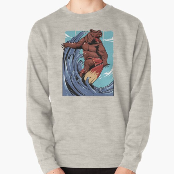 bear surfing in the summer Pullover Sweatshirt