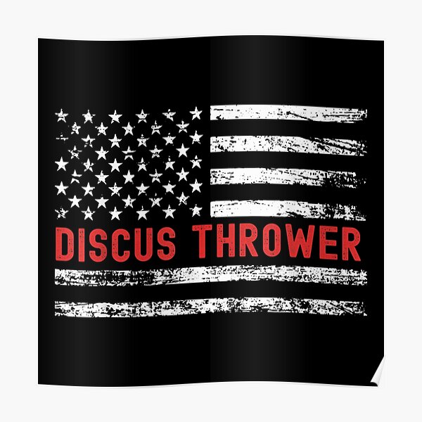 "Discus Thrower USA Flag Profession Retro Job Title" Poster for Sale by