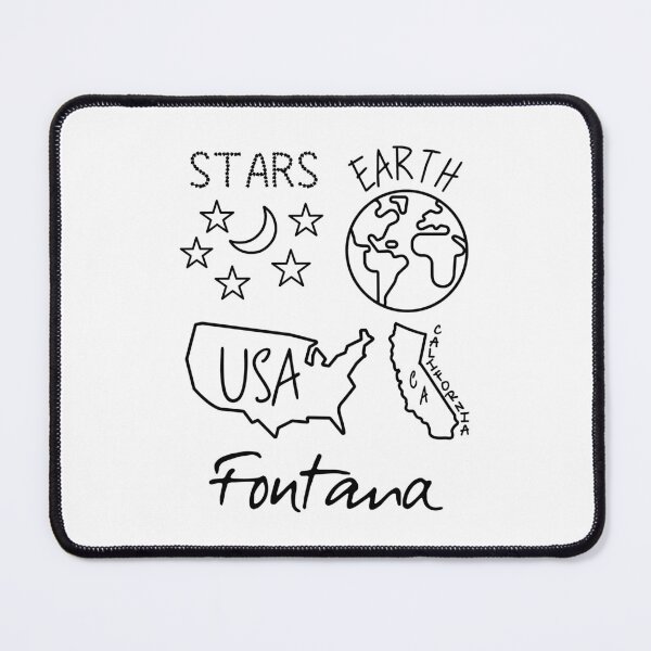 Item preview, Fontana California USA Earth Stars Black Text and Design designed and sold by artfulnotebook.