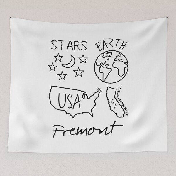 Item preview, Fremont California USA Earth Stars Black Text and Design designed and sold by artfulnotebook.