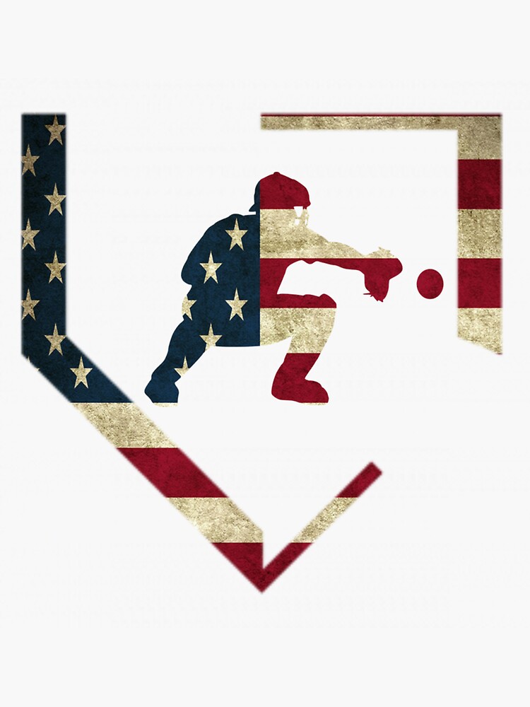 "Baseball Catcher Gear Design American Flag Baseballin Gift Sticker