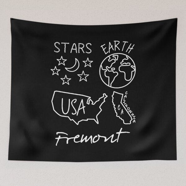 Item preview, Fremont California USA Earth Stars White Text and Design designed and sold by artfulnotebook.