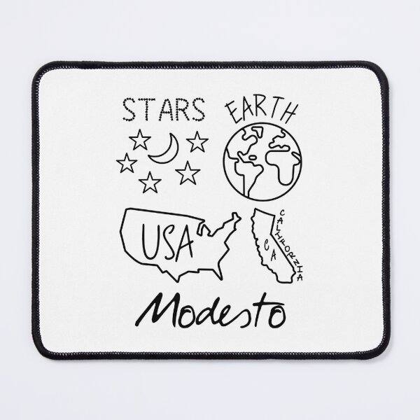 Item preview, Modesto California USA Earth Stars Black Text and Design designed and sold by artfulnotebook.