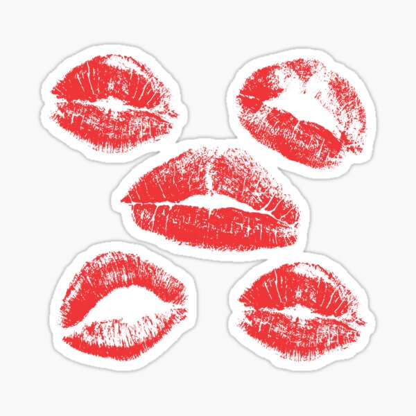 "Red lips kiss " Sticker for Sale by OlgaBDesign Redbubble