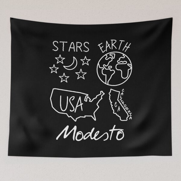 Item preview, Modesto California USA Earth Stars White Text and Design designed and sold by artfulnotebook.