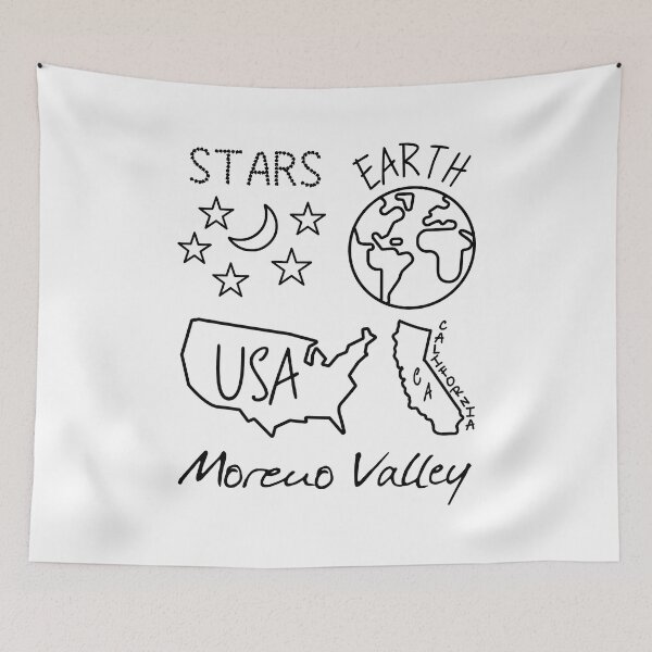Item preview, Moreno Valley California USA Earth Stars Black Text and Design designed and sold by artfulnotebook.