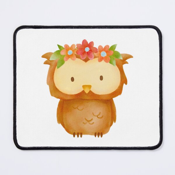 Item preview, Cute Owl Bird with floral wreath designed and sold by ElenaJoyDesign.
