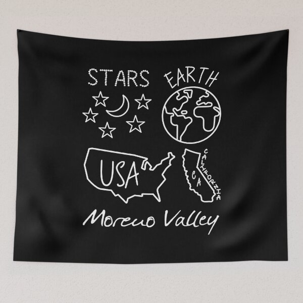 Item preview, Moreno Valley California USA Earth Stars White Text and Design designed and sold by artfulnotebook.