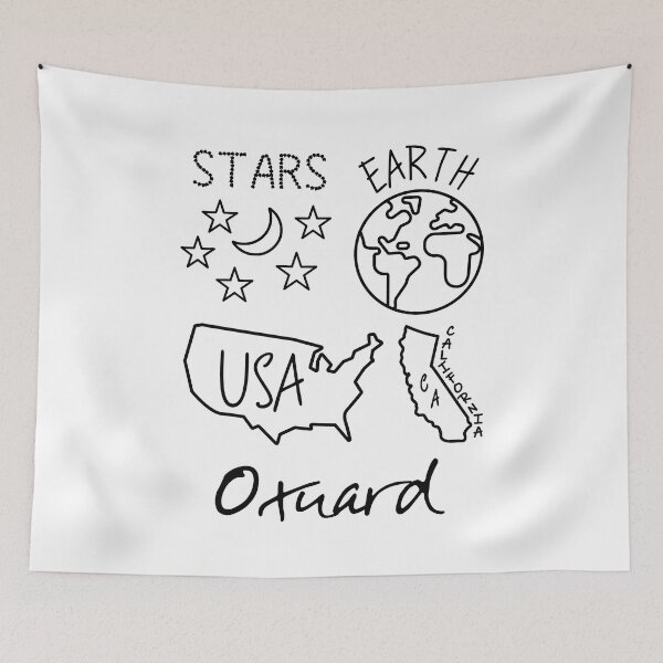 Item preview, Oxnard California USA Earth Stars Black Text and Design designed and sold by artfulnotebook.