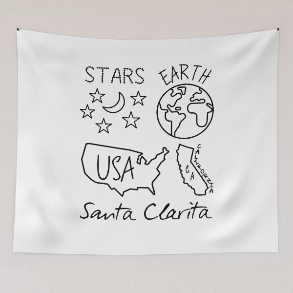 Item preview, Santa Clarita California USA Earth Stars Black Text and Design designed and sold by artfulnotebook.