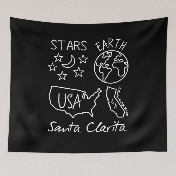 Item preview, Santa Clarita California USA Earth Stars White Text and Design designed and sold by artfulnotebook.