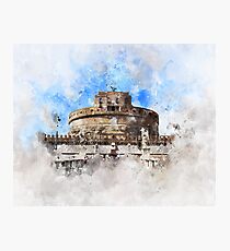 Castel Saint Angelo Watercolor Photographic Print