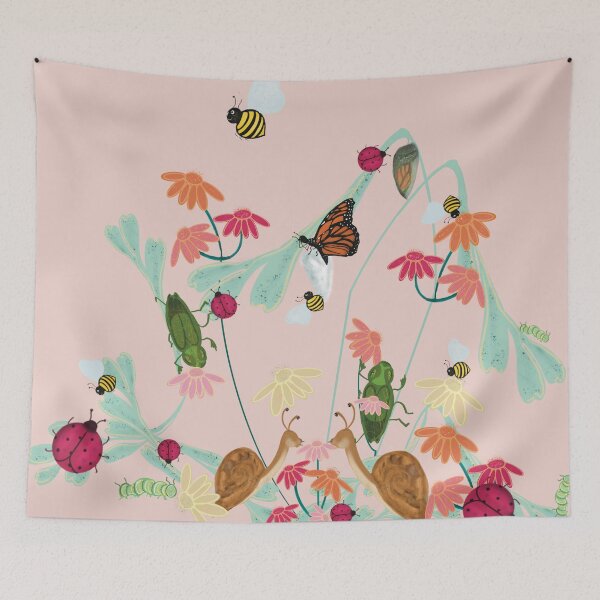 Item preview, Garden Ladybugs & Friends pale pink designed and sold by GalapaTales.