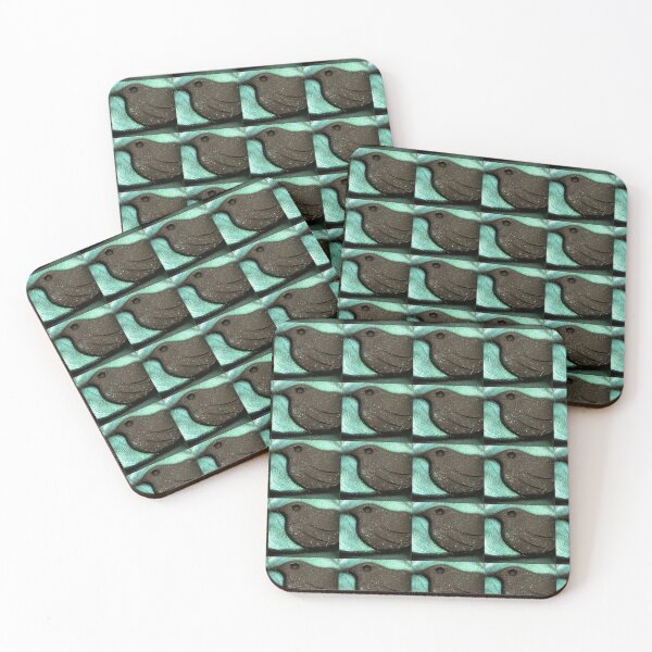 Item preview, Blackbird houndstooth pattern in black & iridescent green designed and sold by DigitalEurydice.