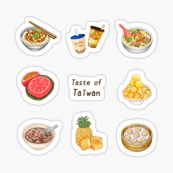 Item preview, Taiwan Street Food & Drinks 台灣美食小吃 - Bubble Bea, Beef Noodles, Mango Ice, Braised Pork Rice, Xiao Long Bao, Pineapple Cake, Ang Ku Kueh designed and sold by Rose Chiu.