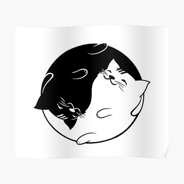Kawaii Yin Yang Cats, Cute Neko Poster