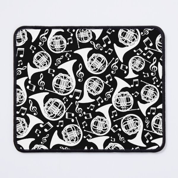 Item preview, French Horn And Music Notes Pattern White designed and sold by Primroaddesigns.
