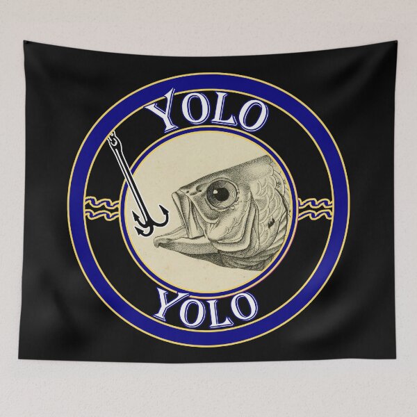 Item preview, 'YOLO 'Old Book Hooked Fish Graphic - Funny Quotes Designs for T-shirts, stickers and other accessories. designed and sold by Ridiculam Toga.