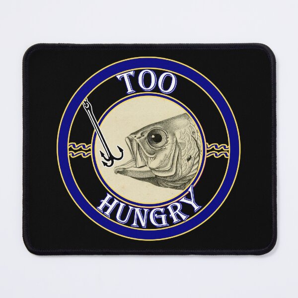 Item preview, 'Too Hungry' Old Book Hooked Fish Graphic - Funny Quotes Designs for T-shirts, stickers and other accessories. designed and sold by Ridiculam Toga.